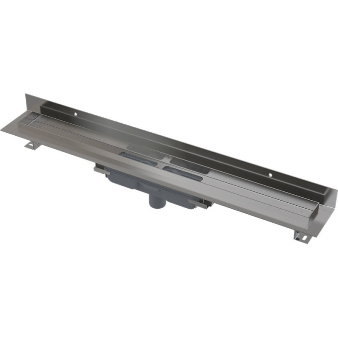 Водоотводящий желоб ALCAPLAST APZ1116-300 WALL для перфорированной решетки, с фиксированным воротником, к стене, низкий, вертикальный сток